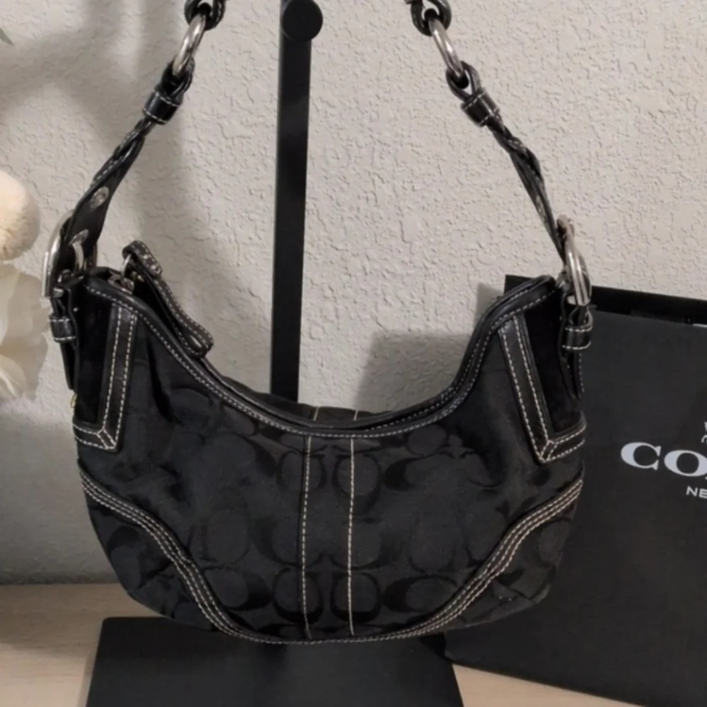 Y2K Coach Hobo In Black Signature Jacquard and Wallet SET Rare Vintage Coach Bag - Picture 7 of 13